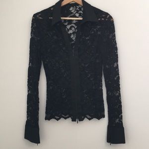 Vintage lace cardigan with zipper